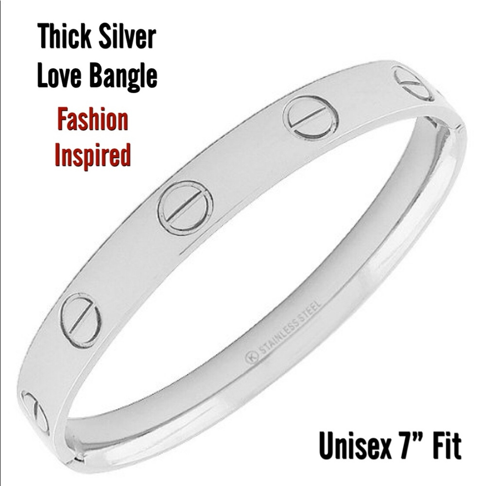 Stainless Steel Love Bangle in Silver